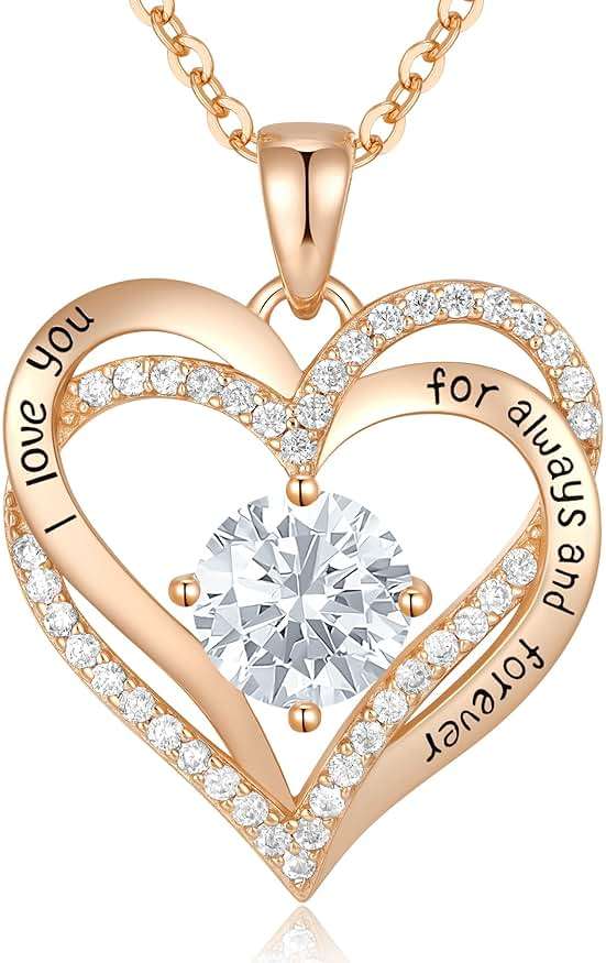 CDE Forever Love Heart Necklaces for Women, Wedding Anniversary, Valentine's,Birthday Mothers Christmas Day Gifts for Mom, Mother, Wife, S925 Silver Jewelry with Birthstone Pendant - Image 1