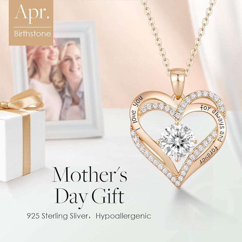 CDE Forever Love Heart Necklaces for Women, Wedding Anniversary, Valentine's,Birthday Mothers Christmas Day Gifts for Mom, Mother, Wife, S925 Silver Jewelry with Birthstone Pendant - Image 3