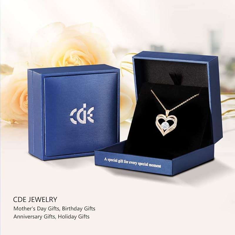 CDE Forever Love Heart Necklaces for Women, Wedding Anniversary, Valentine's,Birthday Mothers Christmas Day Gifts for Mom, Mother, Wife, S925 Silver Jewelry with Birthstone Pendant - Image 4