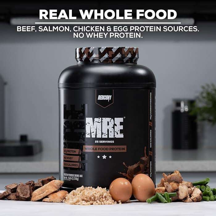 REDCON1 MRE Whole Food Protein Powder, Peanut Butter Cookie - Meal Replacement Made with Animal and Plant Based Protein Sources, Nutrient and Calorie Dense, 0g Added Sugar (24 Servings) - Image 3