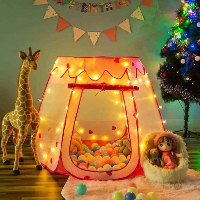 Crayline Pop Up Princess Tent with Star Light, Toys for 1 2 3 Year Old Girl Birthday Gift, Baby Girl Toys, Ball Pit for 12-18 Months Toddler Gift, Easy to Pop Up and Assemble(Pink) - Image 3