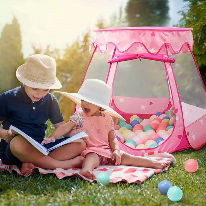 Crayline Pop Up Princess Tent with Star Light, Toys for 1 2 3 Year Old Girl Birthday Gift, Baby Girl Toys, Ball Pit for 12-18 Months Toddler Gift, Easy to Pop Up and Assemble(Pink) - Image 4