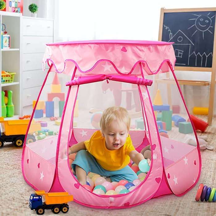 Crayline Pop Up Princess Tent with Star Light, Toys for 1 2 3 Year Old Girl Birthday Gift, Baby Girl Toys, Ball Pit for 12-18 Months Toddler Gift, Easy to Pop Up and Assemble(Pink) - Image 5