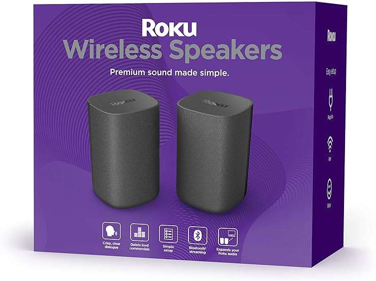 Roku Wireless Speakers - Set of 2 (Pack of 1) - Compatible with Roku TV, Streambar, and Streambar Pro (SE is not compatible) - Image 1