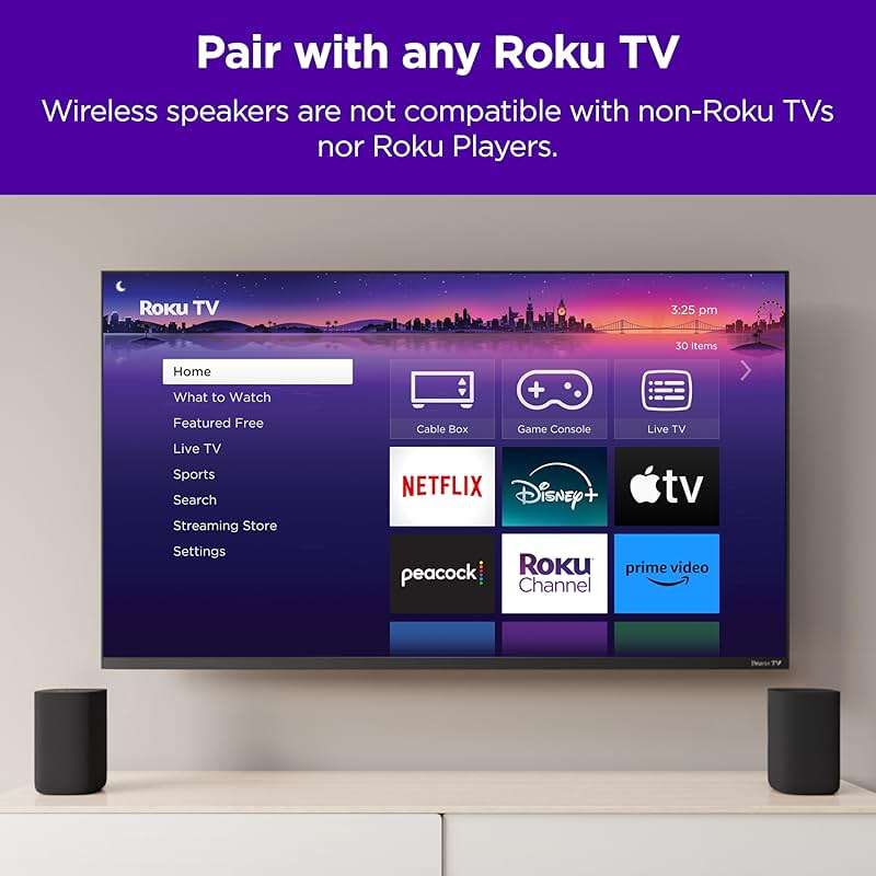 Roku Wireless Speakers - Set of 2 (Pack of 1) - Compatible with Roku TV, Streambar, and Streambar Pro (SE is not compatible) - Image 2