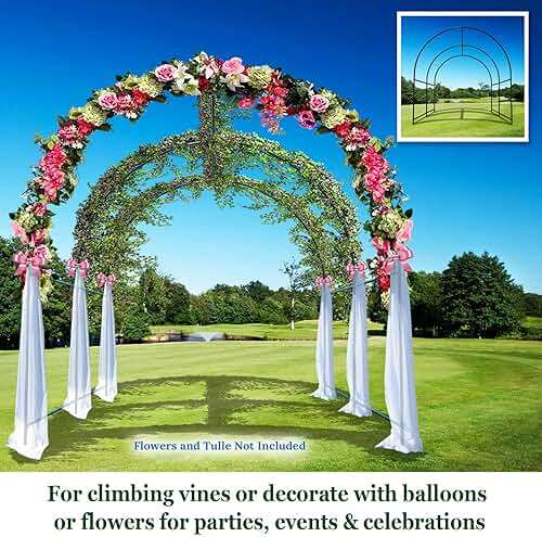 Multi-Size Large Garden Support Arch Frame Climbing Plant Arch Arbor for Flowers/Fruits/Vegetables (6.5ft x 7ft x 7.2ft) - Image 8