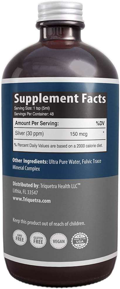 Bioactive Colloidal Silver - 8 oz, Glass Bottle, Vegan, Safe Doses with Highest Effectiveness - Nano Ions, 30 PPM - Immune Support (48 Servings) - Image 7
