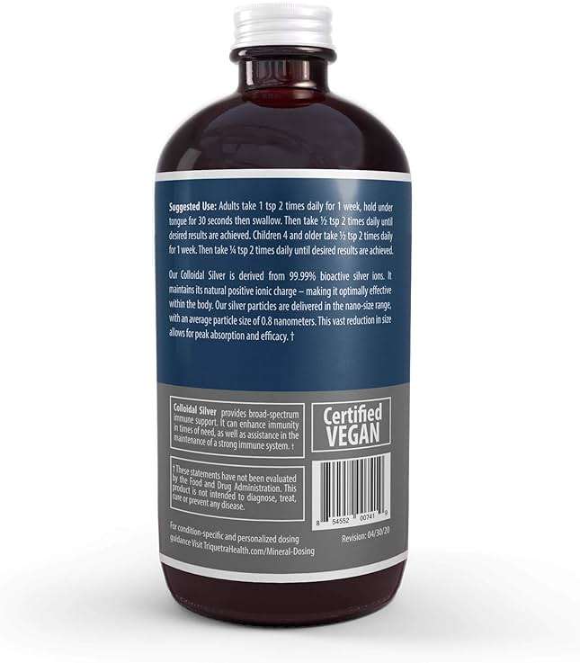 Bioactive Colloidal Silver - 8 oz, Glass Bottle, Vegan, Safe Doses with Highest Effectiveness - Nano Ions, 30 PPM - Immune Support (48 Servings) - Image 8