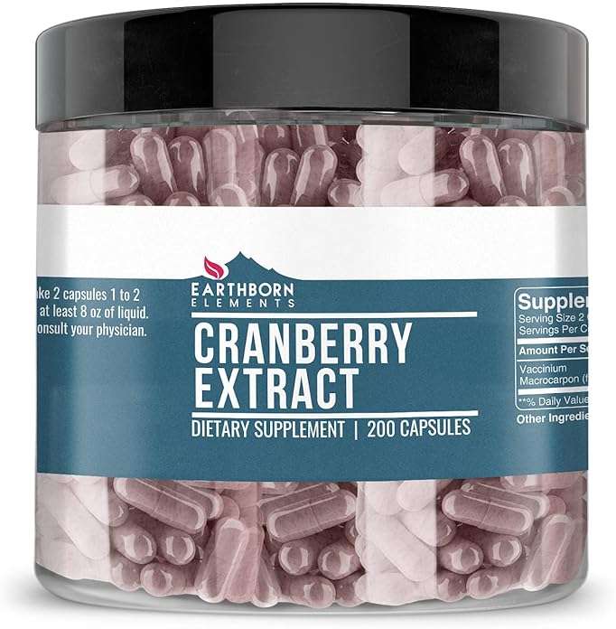 Earthborn Elements Cranberry Extract 200 Capsules, Pure & Undiluted, No Additives - Image 1