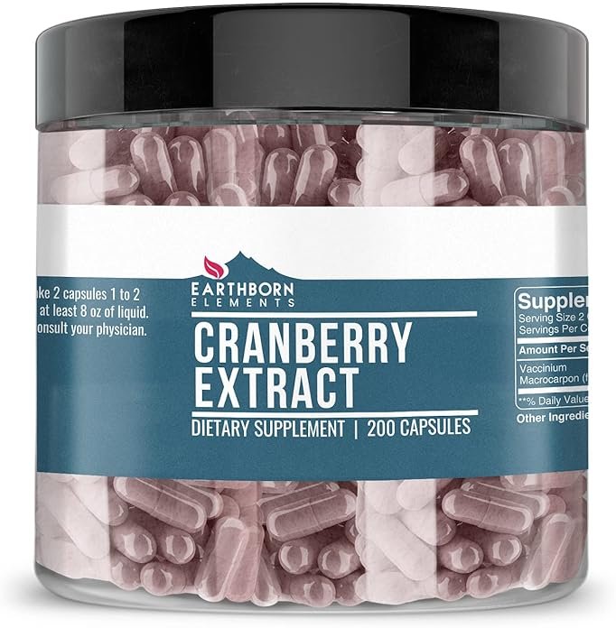 Earthborn Elements Cranberry Extract 200 Capsules, Pure & Undiluted, No Additives - Product Image