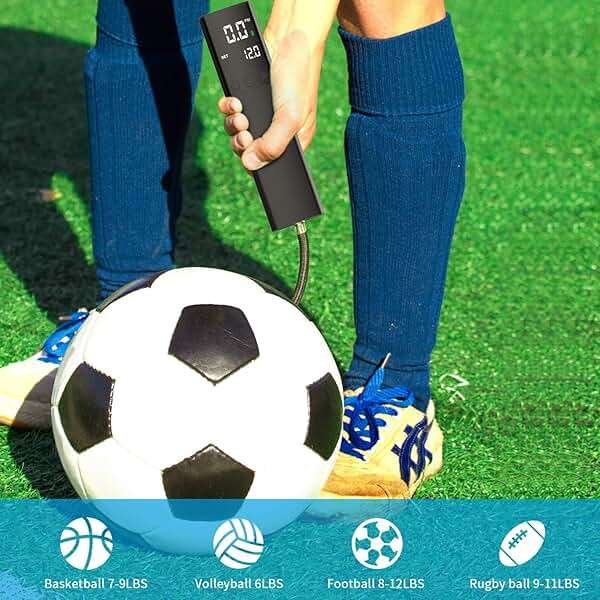 Pumteck Electric Ball Pump, Smart Air Pump Portable Fast Ball Inflation with Precise Pressure Gauge and Digital LCD Display for Football Basketball Volleyball Football - Image 2