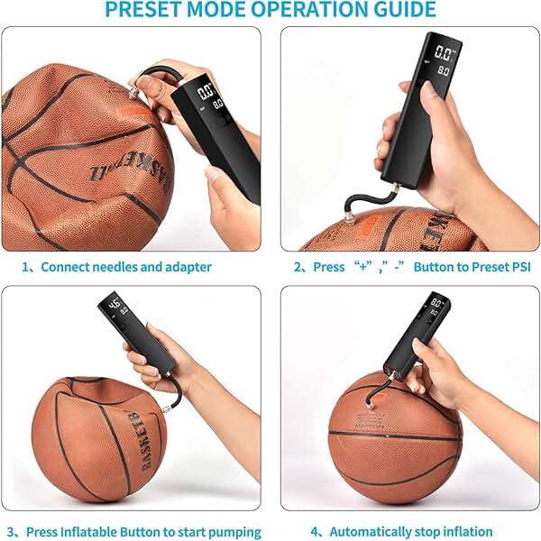 Pumteck Electric Ball Pump, Smart Air Pump Portable Fast Ball Inflation with Precise Pressure Gauge and Digital LCD Display for Football Basketball Volleyball Football - Image 6