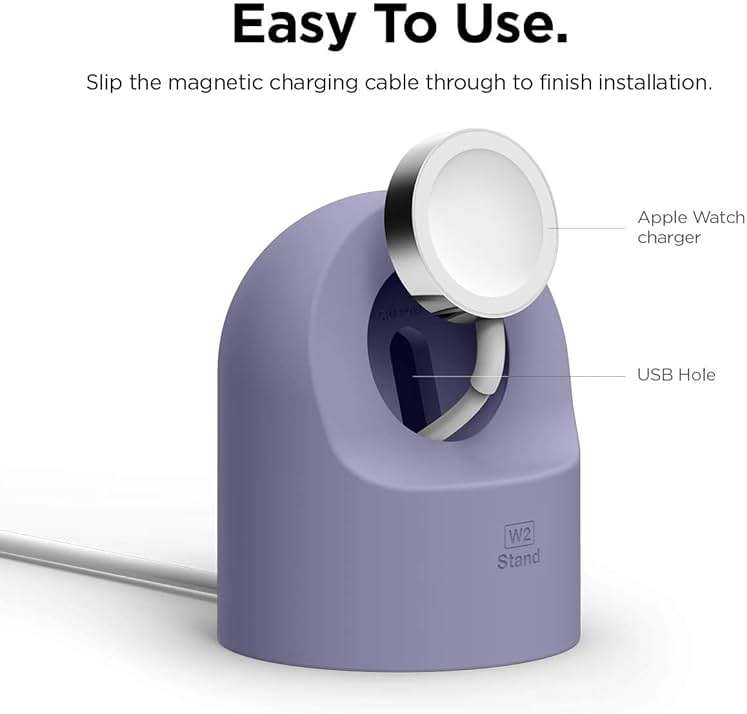 elago W2 Charger Stand Compatible with Apple Watch Series Ultra3/Ultra2/Ultra/11/10/9/8/7/6/5/4/3/2/1/SE3/SE2/SE1 (49mm, 46mm, 45mm, 44mm, 42mm, 41mm, 40mm, 38mm) - Image 4