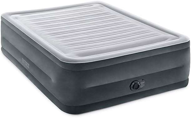 Intex 64417ED 22in Queen Dura-Beam Comfort Plush High-Rise Inflatable Air Mattress with Built in Pump for Travel and Camping, 600lb Weight Capacity - Image 1