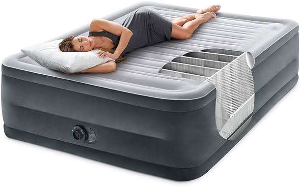 Intex 64417ED 22in Queen Dura-Beam Comfort Plush High-Rise Inflatable Air Mattress with Built in Pump for Travel and Camping, 600lb Weight Capacity - Image 14