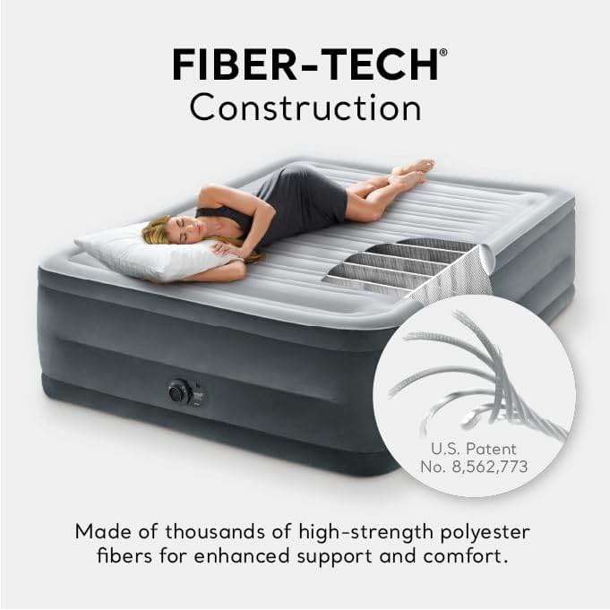 Intex 64417ED 22in Queen Dura-Beam Comfort Plush High-Rise Inflatable Air Mattress with Built in Pump for Travel and Camping, 600lb Weight Capacity - Image 5