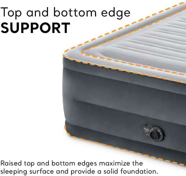 Intex 64417ED 22in Queen Dura-Beam Comfort Plush High-Rise Inflatable Air Mattress with Built in Pump for Travel and Camping, 600lb Weight Capacity - Image 6