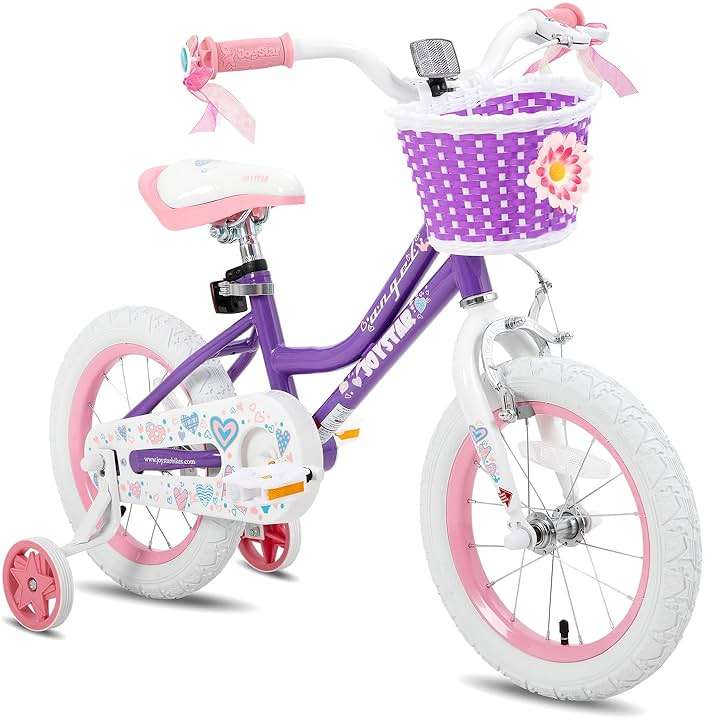 JOYSTAR Angel Girls Bike for Toddlers and Kids Ages 2-13 Years Old, 12 14 16 18 20 Inch Kids Bike with Training Wheels & Basket, 20 24 Inch Girls Bicycle with Handbrake & Kickstand - Image 1