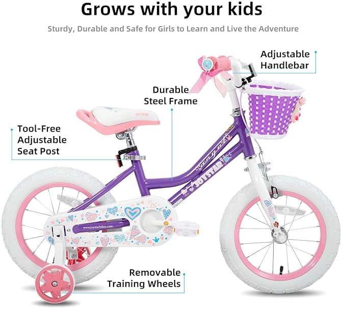 JOYSTAR Angel Girls Bike for Toddlers and Kids Ages 2-13 Years Old, 12 14 16 18 20 Inch Kids Bike with Training Wheels & Basket, 20 24 Inch Girls Bicycle with Handbrake & Kickstand - Image 2