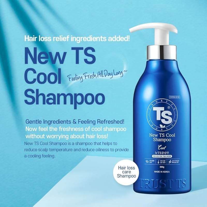 TS New TS Cool Shampoo | Cooling Korean Shampoo with Mint & Tea Tree Oil | Hair Loss Care with Dexpanthenol, Salicylic Acid | Suitable for Oily Scalp (17.6 Fl Oz) - Image 2
