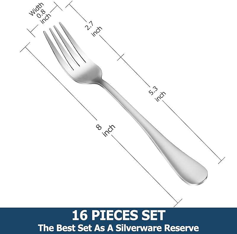 Dinner Forks,Set of 16 Top Food Grade Stainless Steel Silverware Forks,Table Forks,Flatware Forks,8 Inches,Mirror Finish & Dishwasher Safe,Use for Home,Kitchen or Restaurant - Image 2