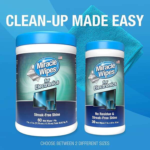 MiracleWipes for Electronics Cleaning - Screen Wipes Designed for TV, Phones, Monitors and More - Includes Microfiber Towel - (60 Count) - Image 7