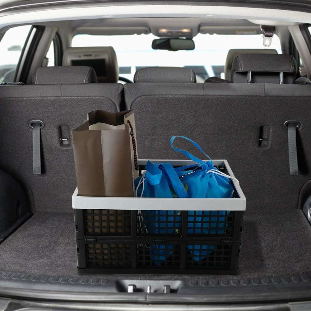 Kekow 30 L Black Plastic Collapsible Storage Basket, 3-Pack Folding Crates Storage - Image 5