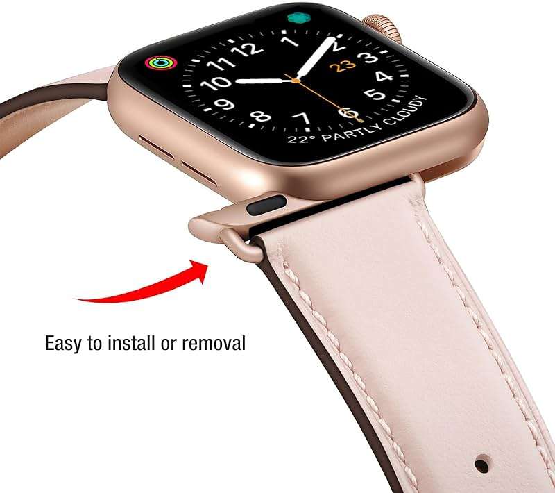 OMIU Leather Bands Compatible with Apple Watch Band 42mm(Series3 2 1) 44mm 45mm 46mm 49mm, Genuine Leather Wristband Starp for iWatch SE Series 11 10 9 8 7 6 5 4 3 2 1 Ultra for Women Men - Image 3