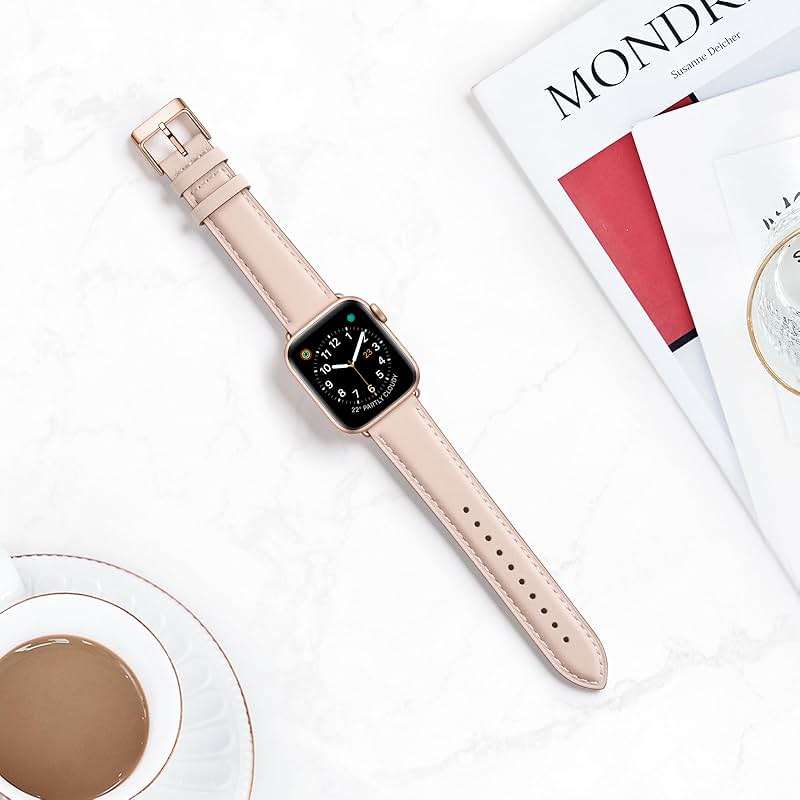 OMIU Leather Bands Compatible with Apple Watch Band 42mm(Series3 2 1) 44mm 45mm 46mm 49mm, Genuine Leather Wristband Starp for iWatch SE Series 11 10 9 8 7 6 5 4 3 2 1 Ultra for Women Men - Image 5