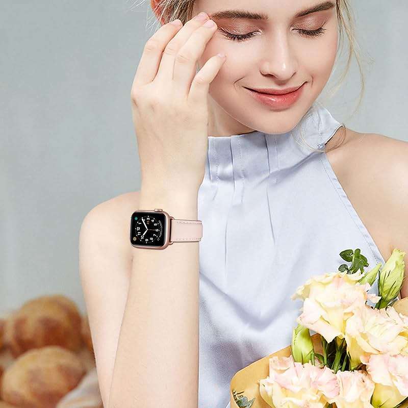 OMIU Leather Bands Compatible with Apple Watch Band 42mm(Series3 2 1) 44mm 45mm 46mm 49mm, Genuine Leather Wristband Starp for iWatch SE Series 11 10 9 8 7 6 5 4 3 2 1 Ultra for Women Men - Image 6