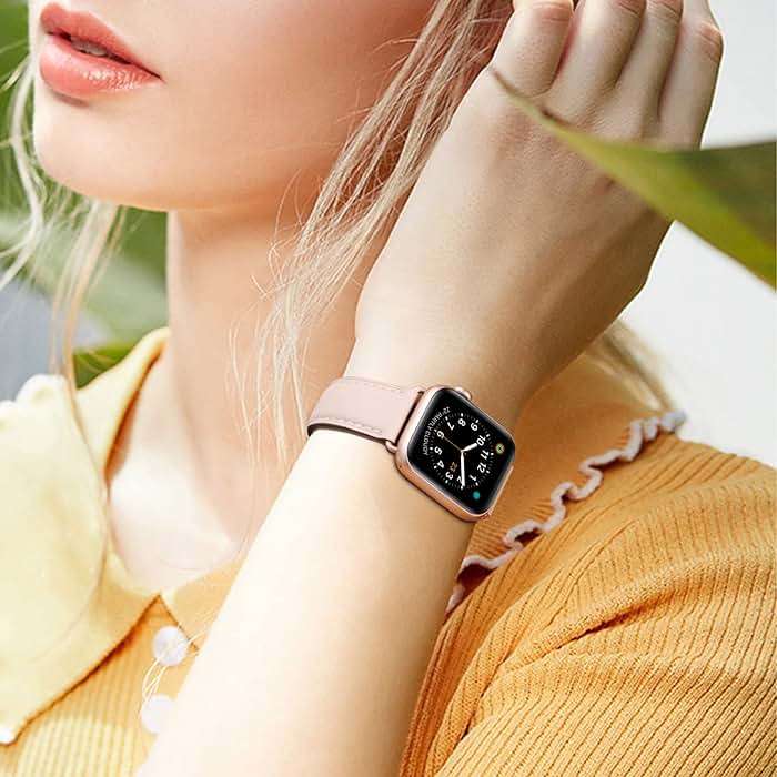 OMIU Leather Bands Compatible with Apple Watch Band 42mm(Series3 2 1) 44mm 45mm 46mm 49mm, Genuine Leather Wristband Starp for iWatch SE Series 11 10 9 8 7 6 5 4 3 2 1 Ultra for Women Men - Image 7