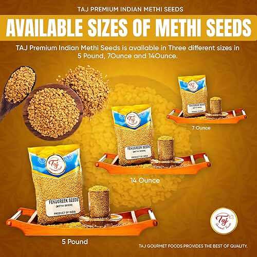 TAJ Premium Indian Methi Seeds, Fenugreek Seeds, Trigonella foenum graecum, (14 Ounce) - Image 7