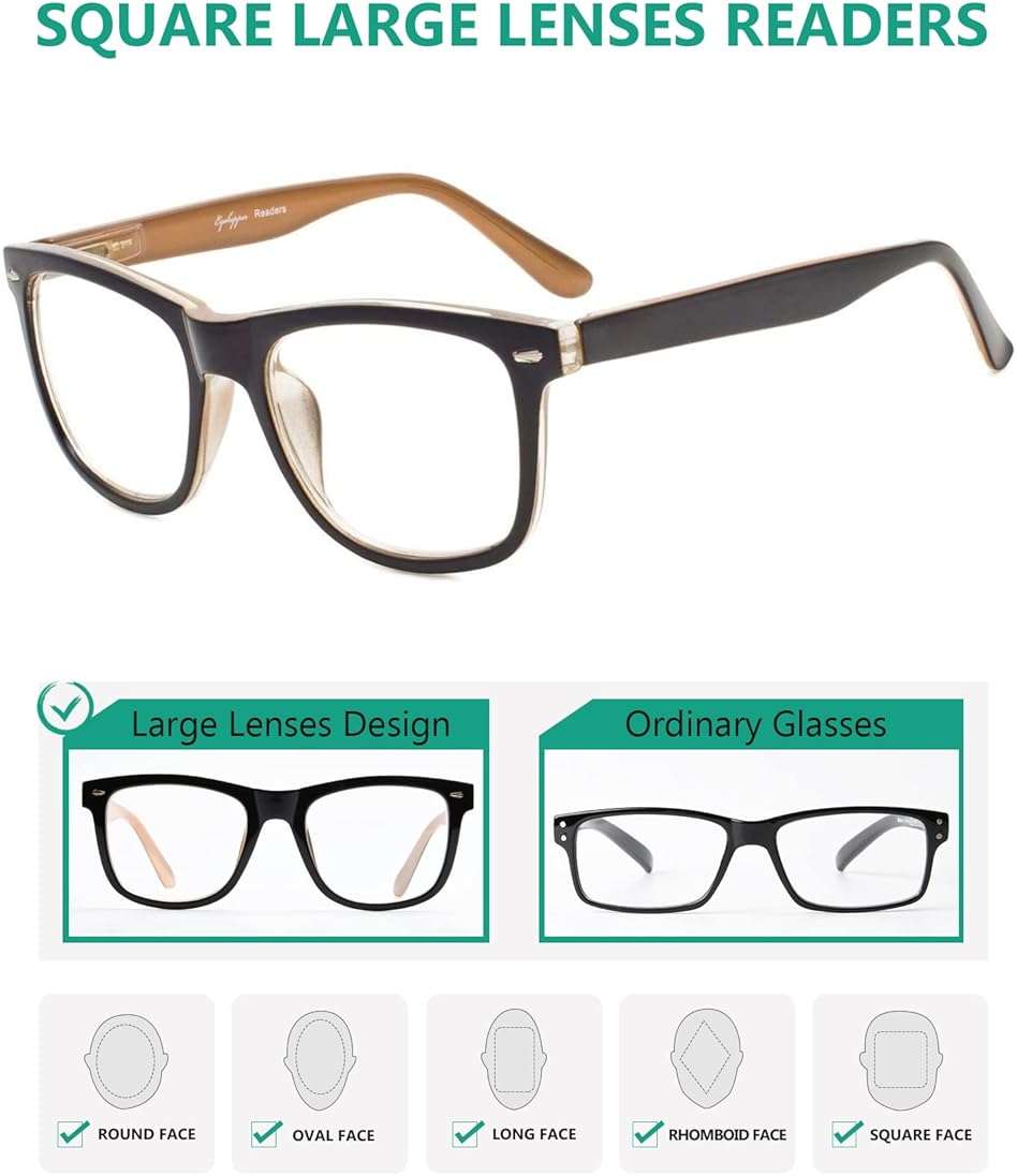 Eyekepper Readers Square Large Lenses Spring-Hinges Reading Glasses Women - Image 4