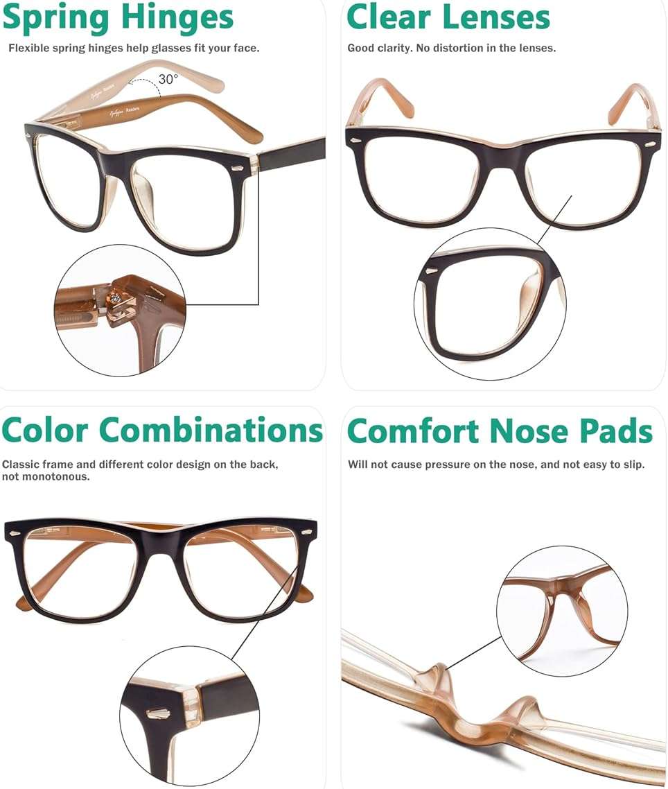 Eyekepper Readers Square Large Lenses Spring-Hinges Reading Glasses Women - Image 5