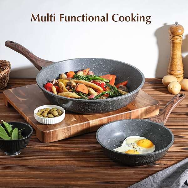 SENSARTE Nonstick Frying Pan Skillet, Swiss Granite Coating Omelette Pan, Healthy Stone Cookware Chef's Pan, PFOA Free (8/9.5/10/11/12.5 Inch) (9.5 Inch) - Image 2