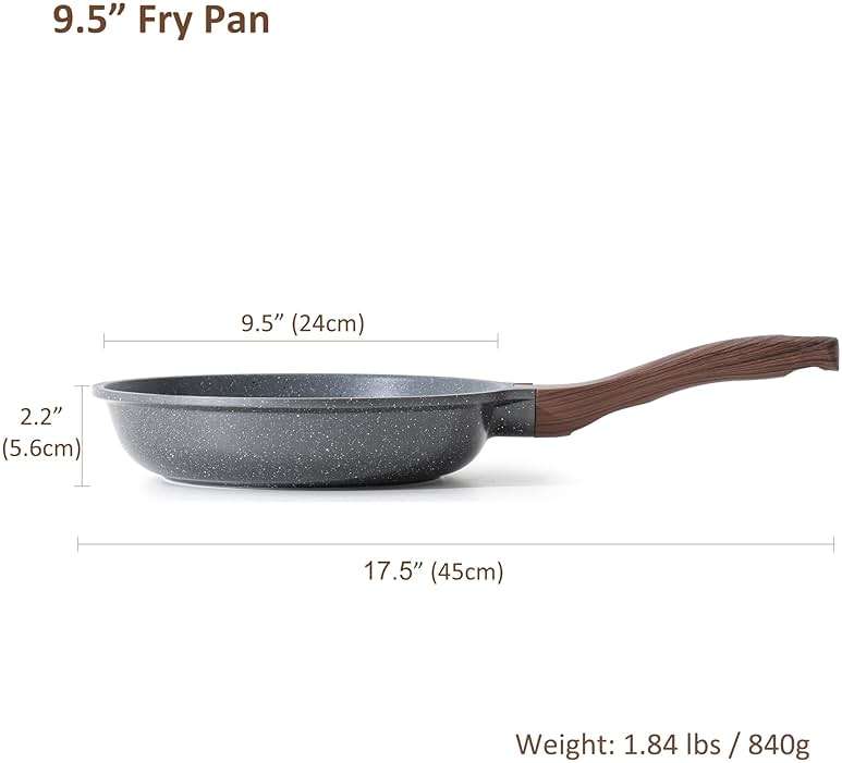 SENSARTE Nonstick Frying Pan Skillet, Swiss Granite Coating Omelette Pan, Healthy Stone Cookware Chef's Pan, PFOA Free (8/9.5/10/11/12.5 Inch) (9.5 Inch) - Image 3