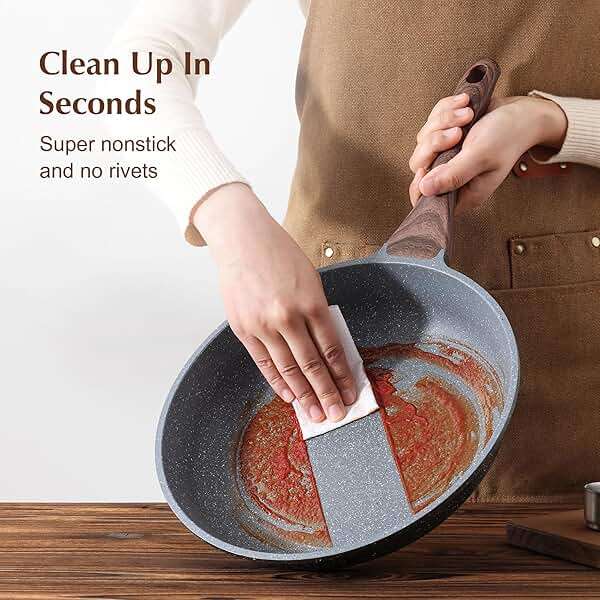 SENSARTE Nonstick Frying Pan Skillet, Swiss Granite Coating Omelette Pan, Healthy Stone Cookware Chef's Pan, PFOA Free (8/9.5/10/11/12.5 Inch) (9.5 Inch) - Image 6