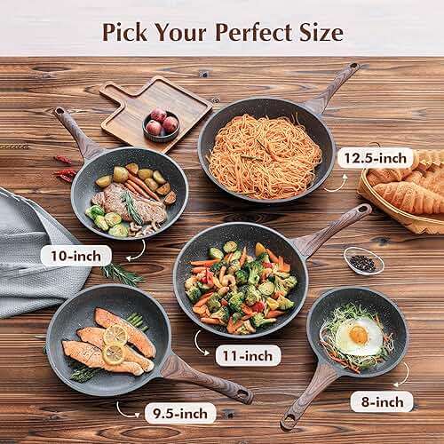 SENSARTE Nonstick Frying Pan Skillet, Swiss Granite Coating Omelette Pan, Healthy Stone Cookware Chef's Pan, PFOA Free (8/9.5/10/11/12.5 Inch) (9.5 Inch) - Image 8
