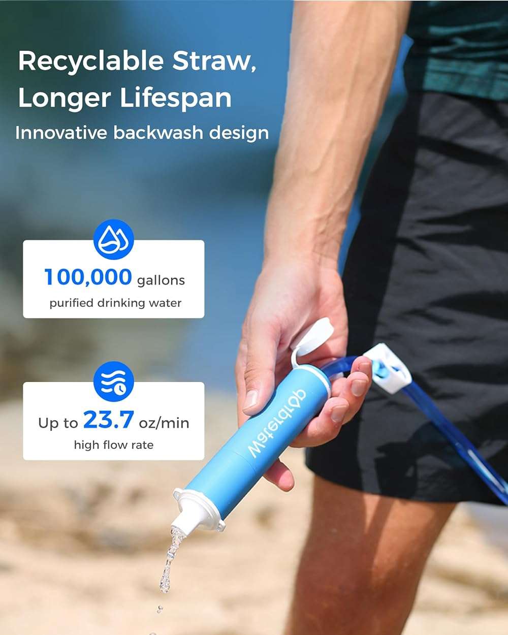 Waterdrop Gravity Water Filter Straw, Camping Water Filtration System, Water Purifier Survival for Travel, Backpacking and Emergency Preparedness, 1.5 gal Bag, 5 Stage Filtration, Pack of 1 - Image 6