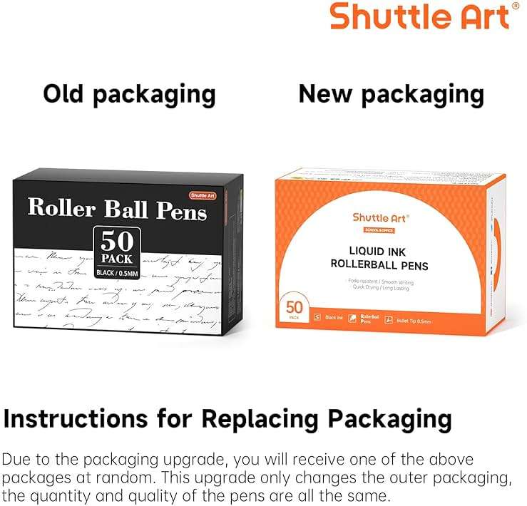 Shuttle Art RollerBall Pens, 50 Pack Black Fine Point Roller Ball Pens, 0.5mm Liquid Ink Pens for Writing Journaling Taking Notes School Office - Image 8
