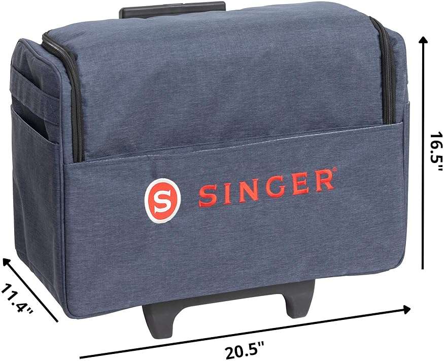 SINGER® Universal Sewing Machine Carrying Case with Wheels, 20.5" | Durable, Padded Roller Bag with Retractable Handle & Wheels | Perfect for Travel & Storage - Image 2