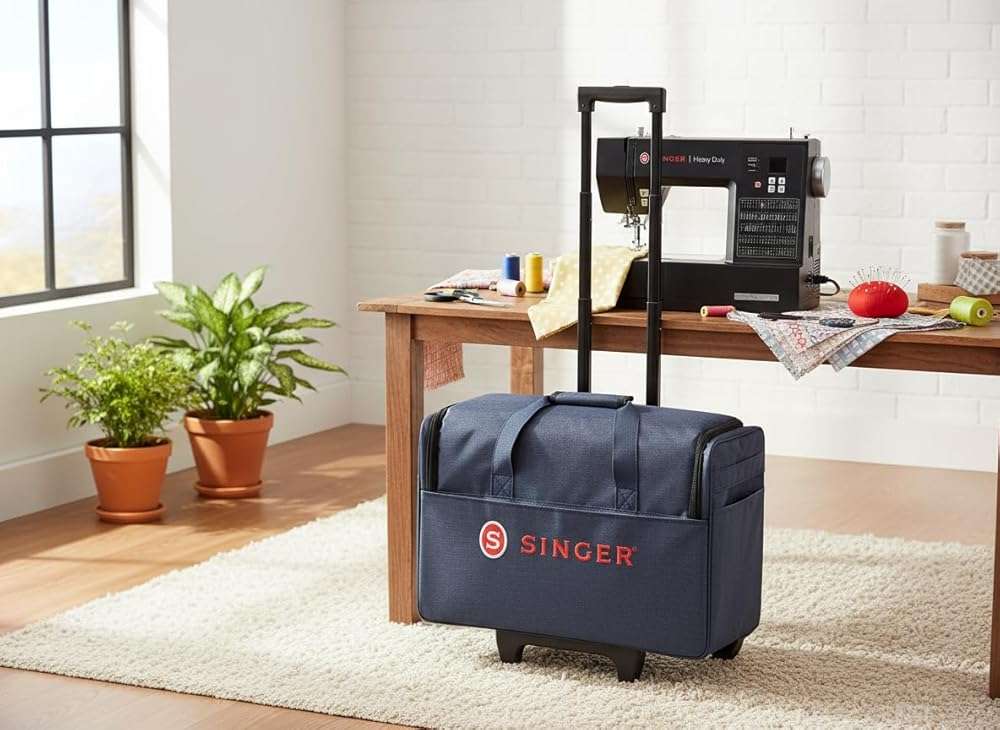 SINGER® Universal Sewing Machine Carrying Case with Wheels, 20.5" | Durable, Padded Roller Bag with Retractable Handle & Wheels | Perfect for Travel & Storage - Image 5