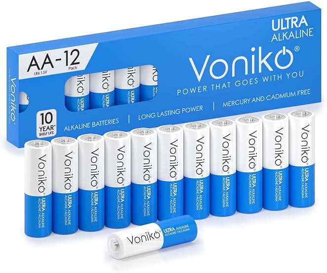 Voniko - Premium Grade AA Batteries - (12 Pack) - Alkaline Double A Battery - Ultra Long-Lasting, Leakproof 1.5v Batteries - 10-Year Shelf Life - Image 1