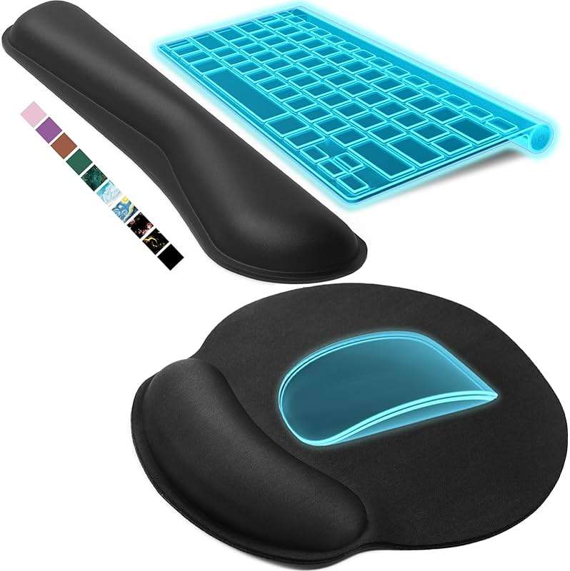 KTRIO Ergonomic Keyboard Wrist Rest & Mouse Pad with Wrist Rest, Black | Memory Foam Wrist Support, Ergonomic Design, Non-Slip Base, Office and Home Use - Image 1