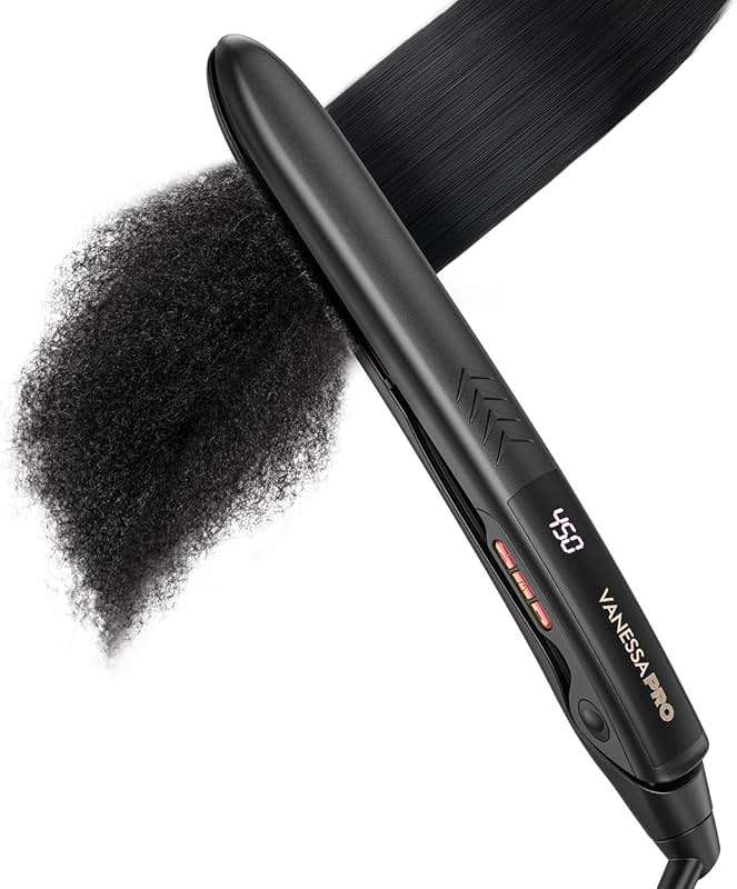 VANESSA PRO Flat Iron Hair Straightener, 100% Pure Titanium Flat Iron for One Pass to Achieve a Sleek Look, Curls Beautifully & Straightens Well - 1 inch - Image 1