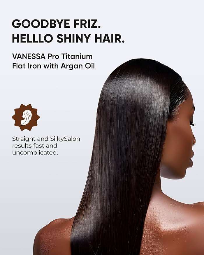 VANESSA PRO Flat Iron Hair Straightener, 100% Pure Titanium Flat Iron for One Pass to Achieve a Sleek Look, Curls Beautifully & Straightens Well - 1 inch - Image 3