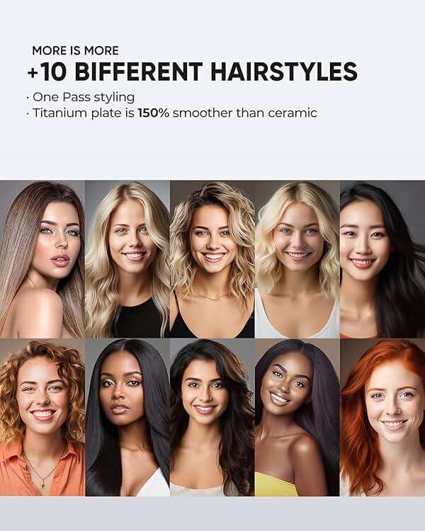 VANESSA PRO Flat Iron Hair Straightener, 100% Pure Titanium Flat Iron for One Pass to Achieve a Sleek Look, Curls Beautifully & Straightens Well - 1 inch - Image 6