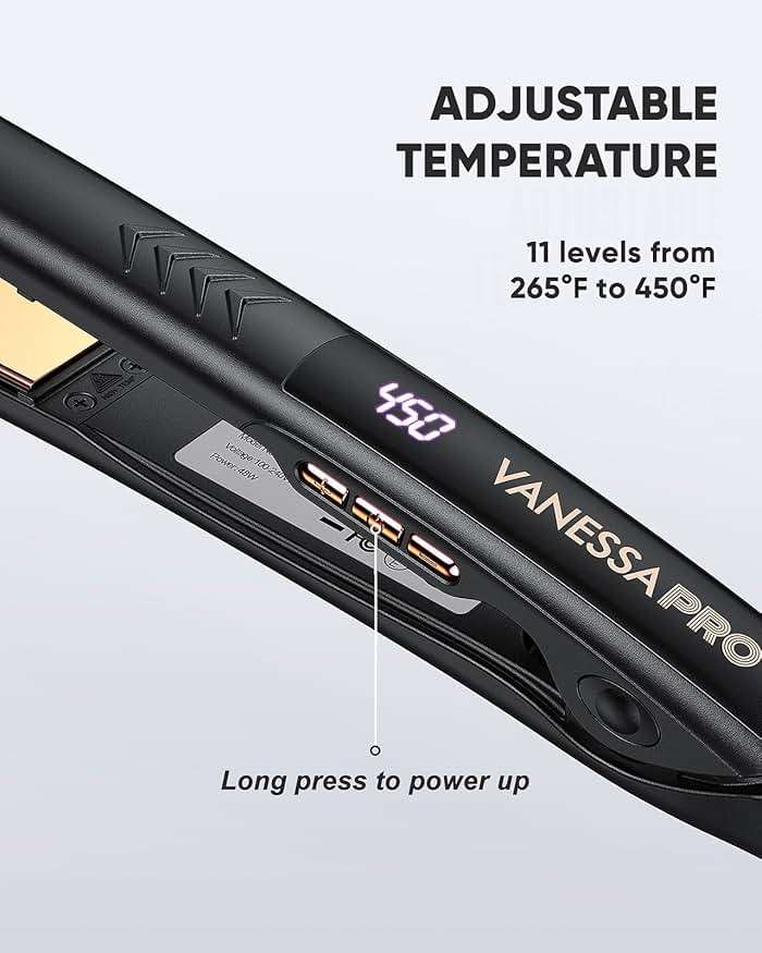 VANESSA PRO Flat Iron Hair Straightener, 100% Pure Titanium Flat Iron for One Pass to Achieve a Sleek Look, Curls Beautifully & Straightens Well - 1 inch - Image 7