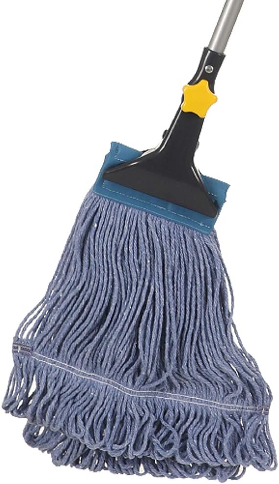 Yocada Looped-End String Wet Mop Heavy Duty Cotton Mop Commercial Industrial Grade Telescopic Iron Pole Jaw Clamp Floor Cleaning 55.1 inch - Product Image