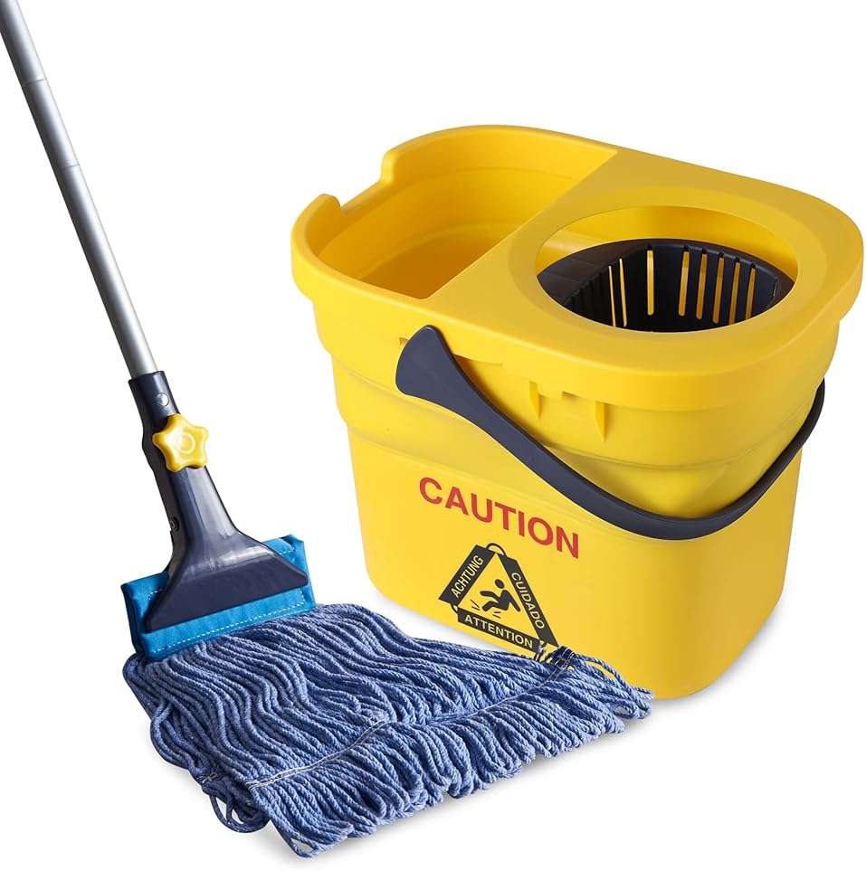 Yocada Looped-End String Wet Mop Heavy Duty Cotton Mop Commercial Industrial Grade Telescopic Iron Pole Jaw Clamp Floor Cleaning 55.1 inch - Image 4